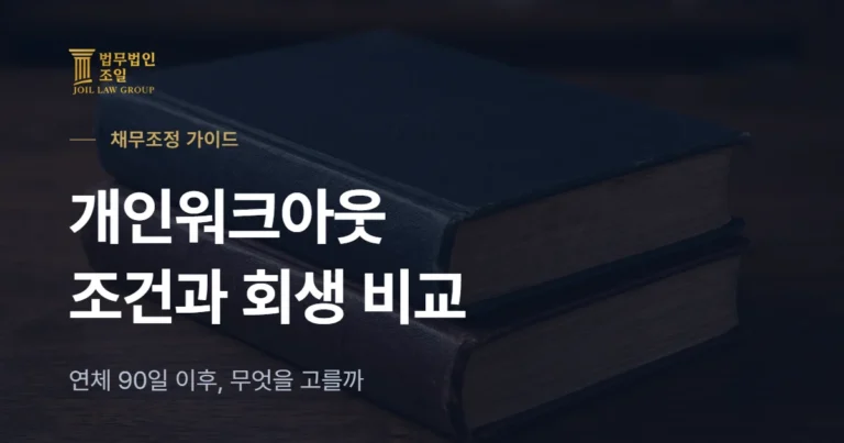 개인워크아웃 조건 2026: 연체 90일 이후 개인회생과 비교